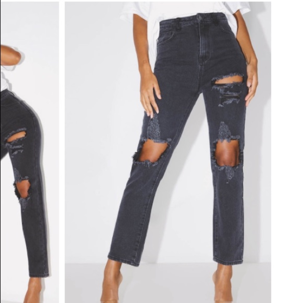*sold* Prettylittlething black straight leg jean